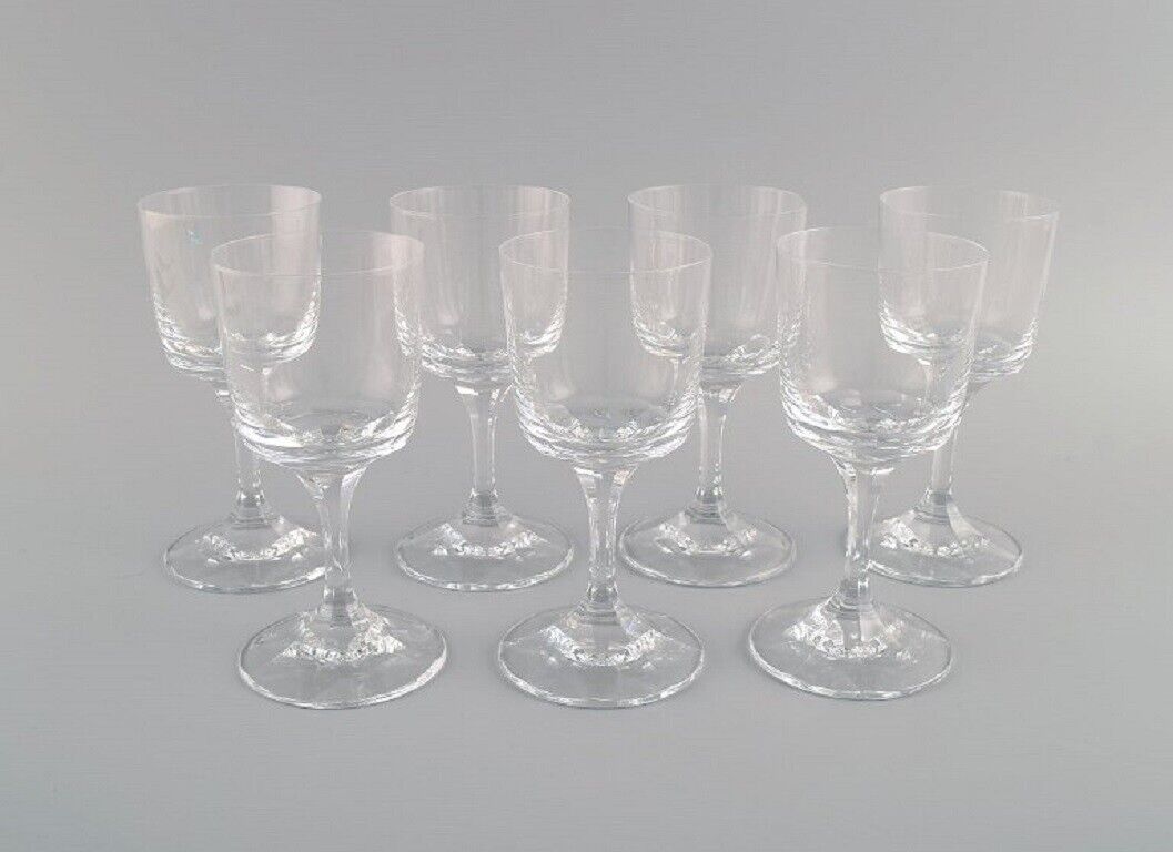 Seven René Lalique Chenonceaux white wine glasses in clear crystal glass