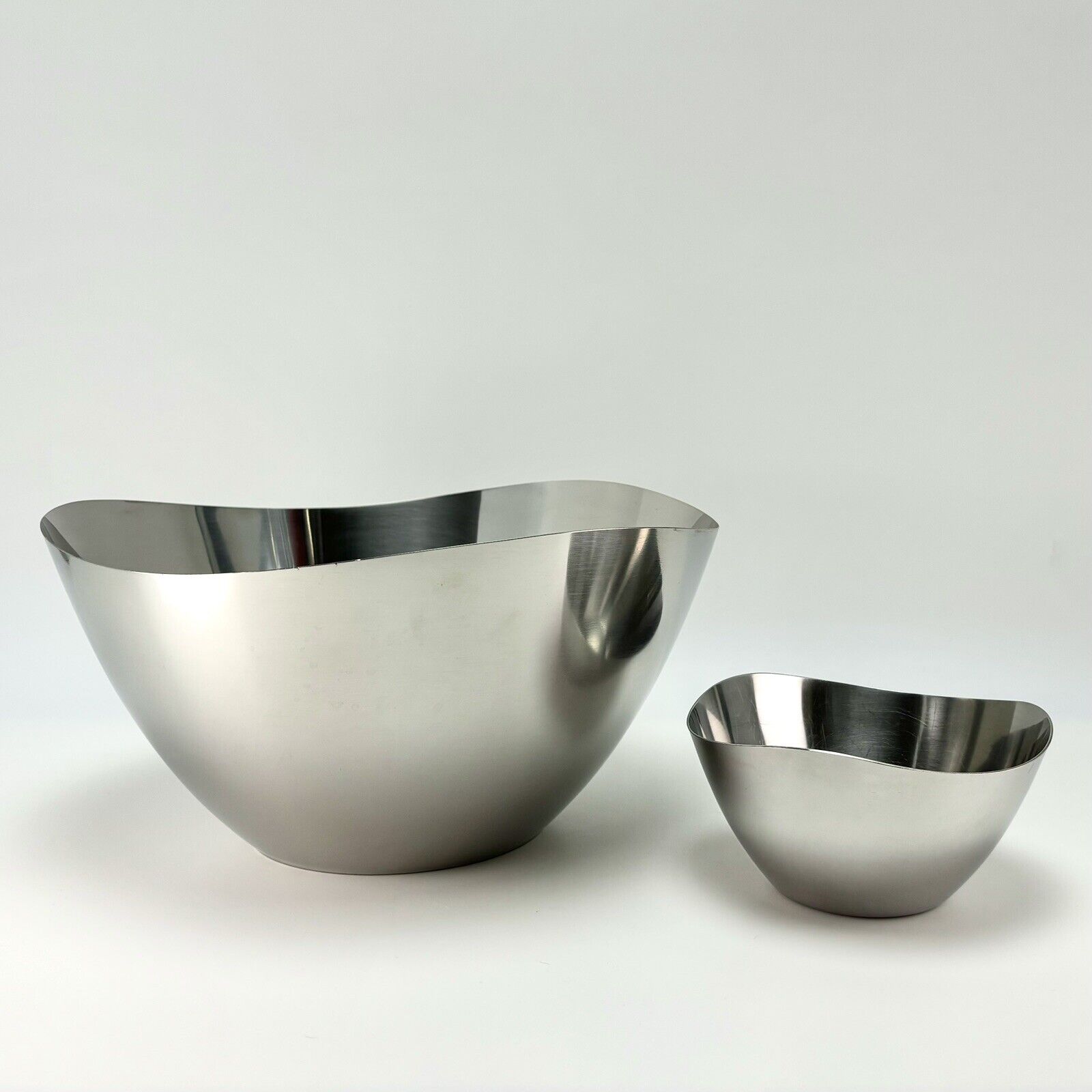 Vtg Danish MCM Set Stelton Snack Fruit Salad Serving Bowls Stainless Steel