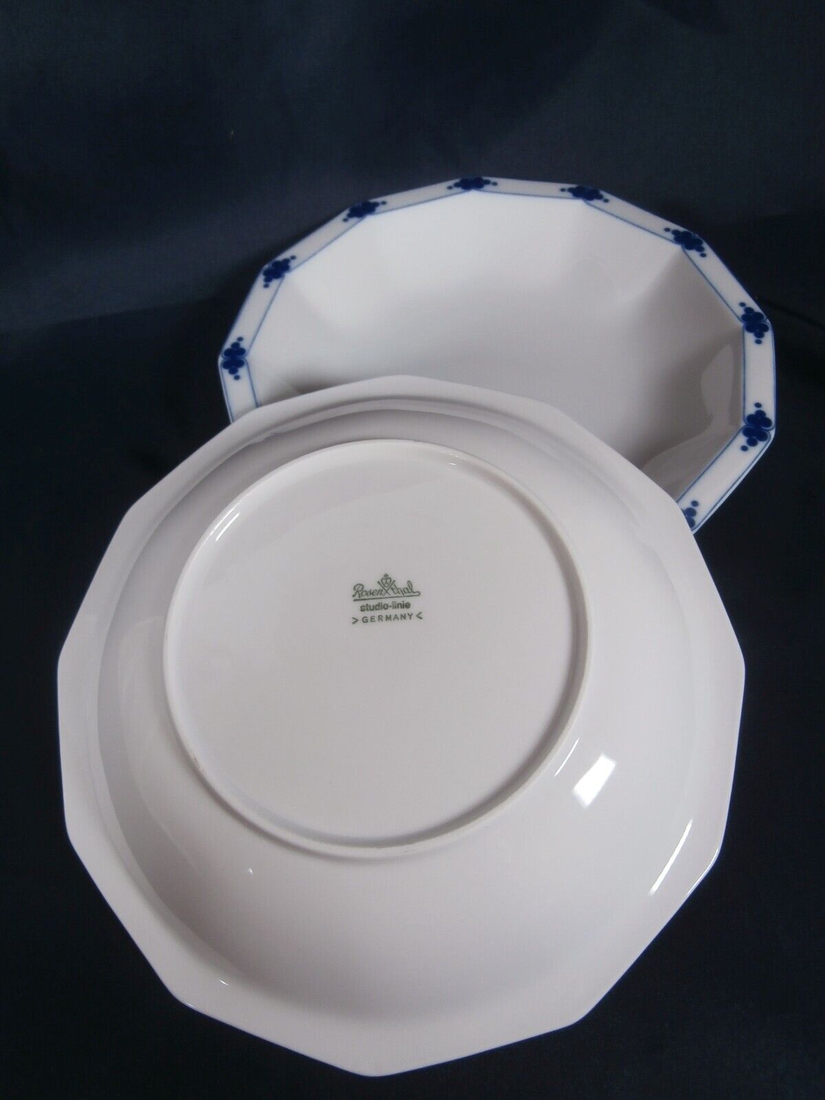 💥 Rosenthal Corinth Blue and White 2 rimmed Soup bowl Tapio Wirkkala