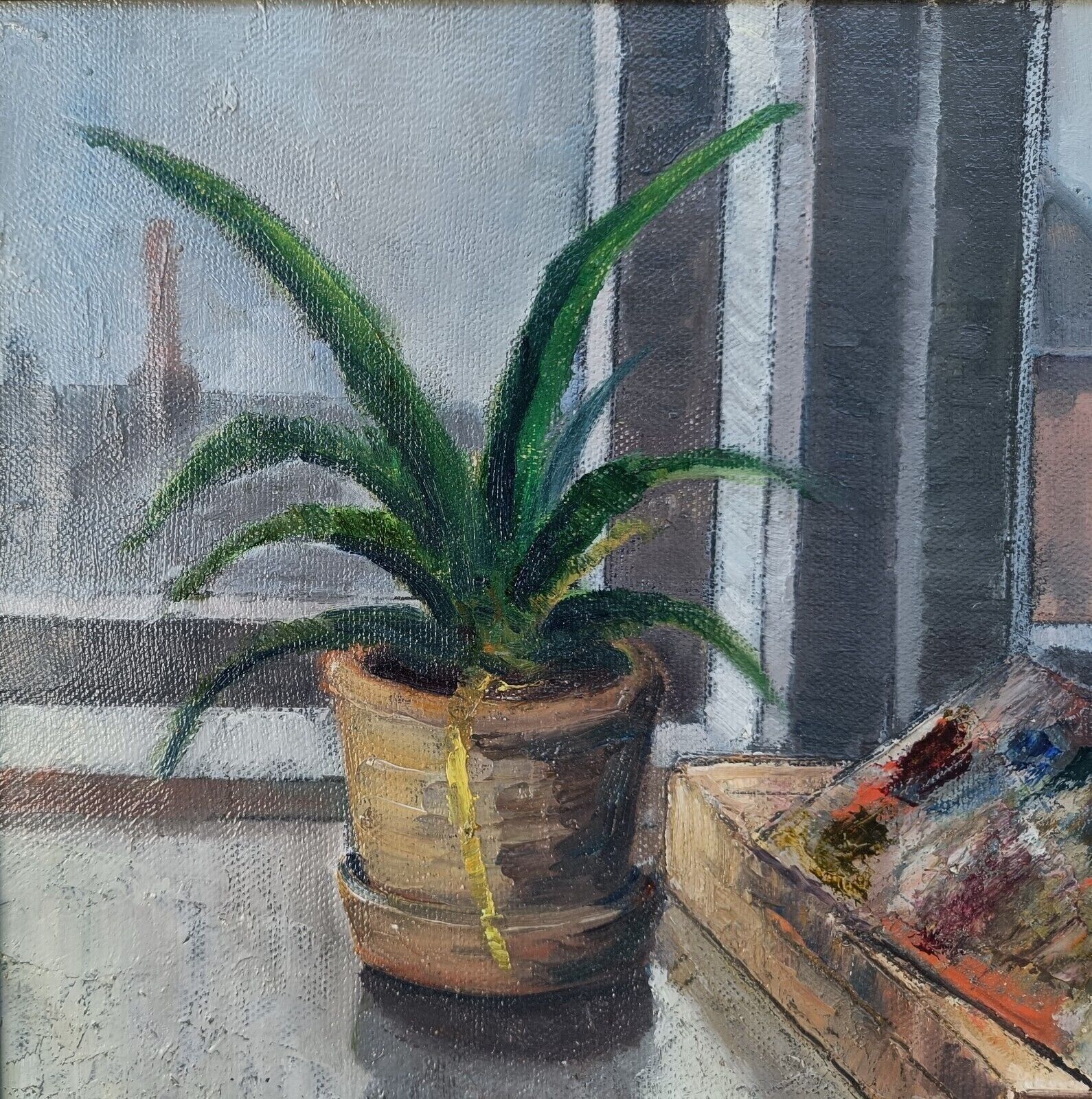 Painter Palette and Potted Plant - Still Life