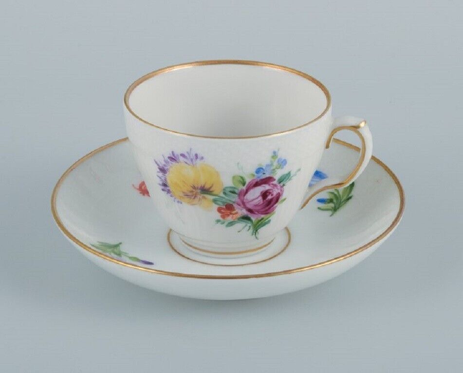 Royal Copenhagen Saxon Flower  Five coffee cups with saucers  Early 20th C