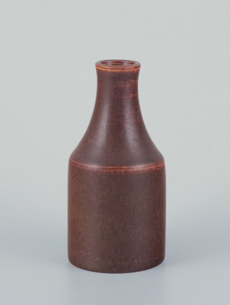 Ingrid and Erich Triller Unique ceramic vase decorated with brown-toned glaze