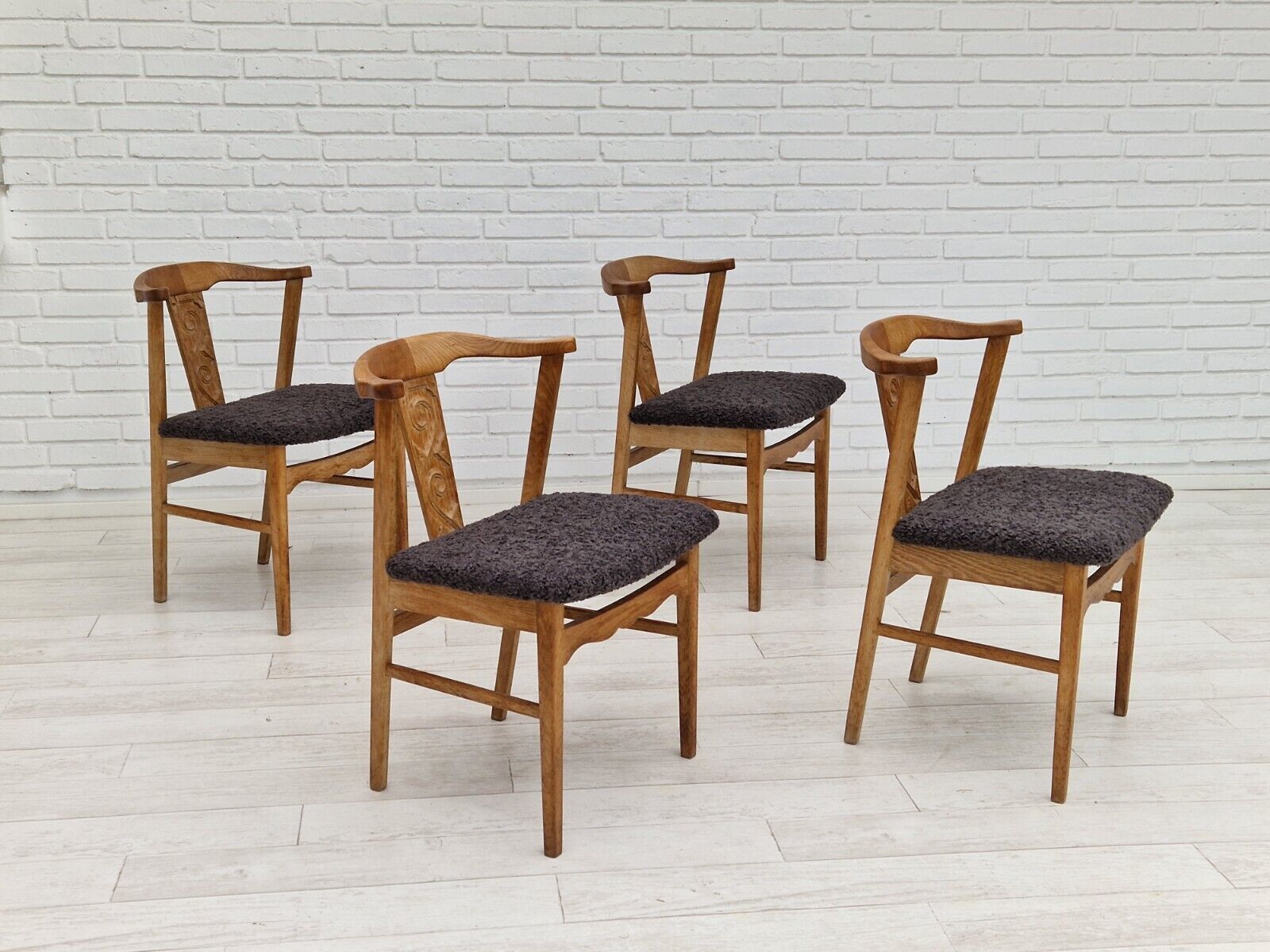 1960s Danish design by Henning Kjærnulf set of 4 dinning chairs oak wood