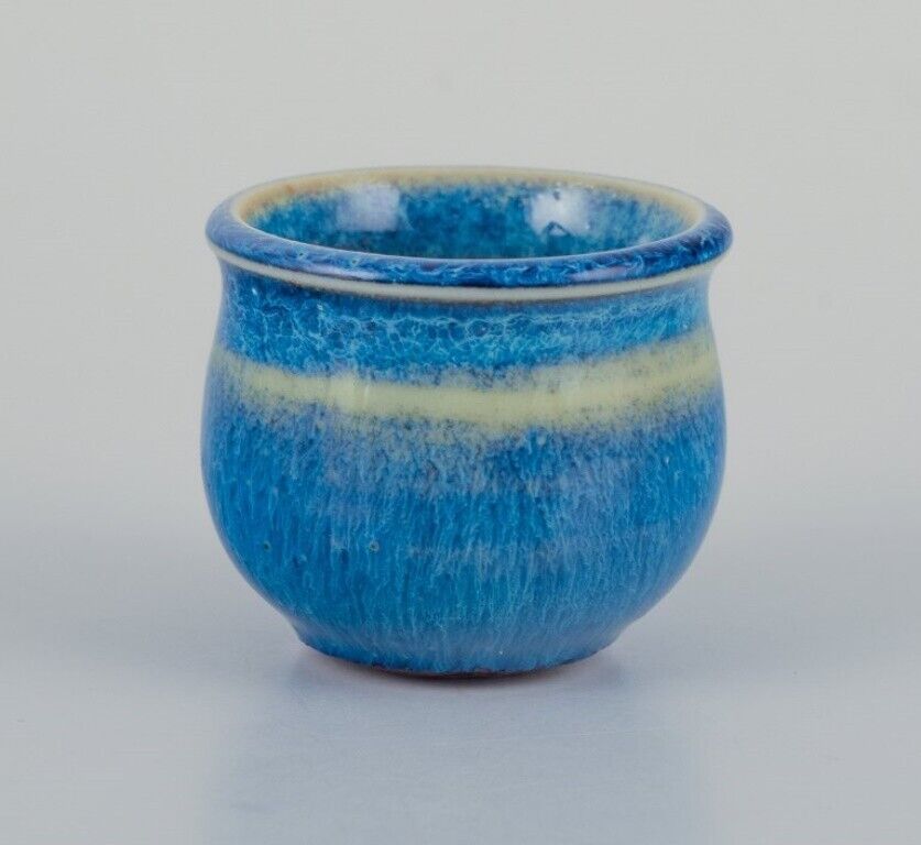 Stig Lindberg (1916-1982) Gustavsberg Studio Miniature vase with blue glaze