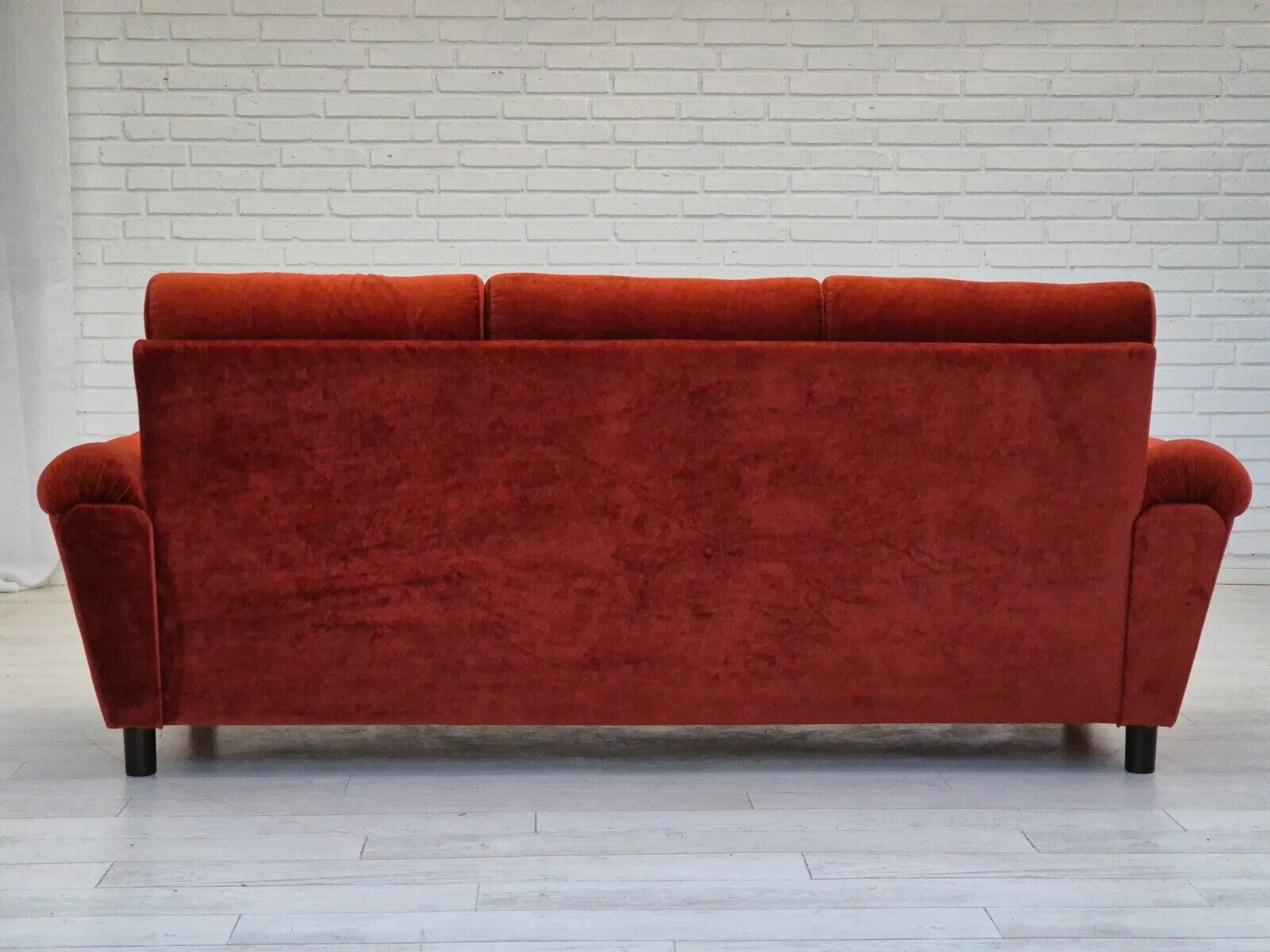 1980s Danish 3 seater sofa original very good condition brown/red velour