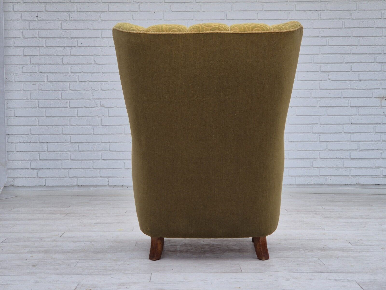 1960s Danish highback armchair original condition cotton/wool