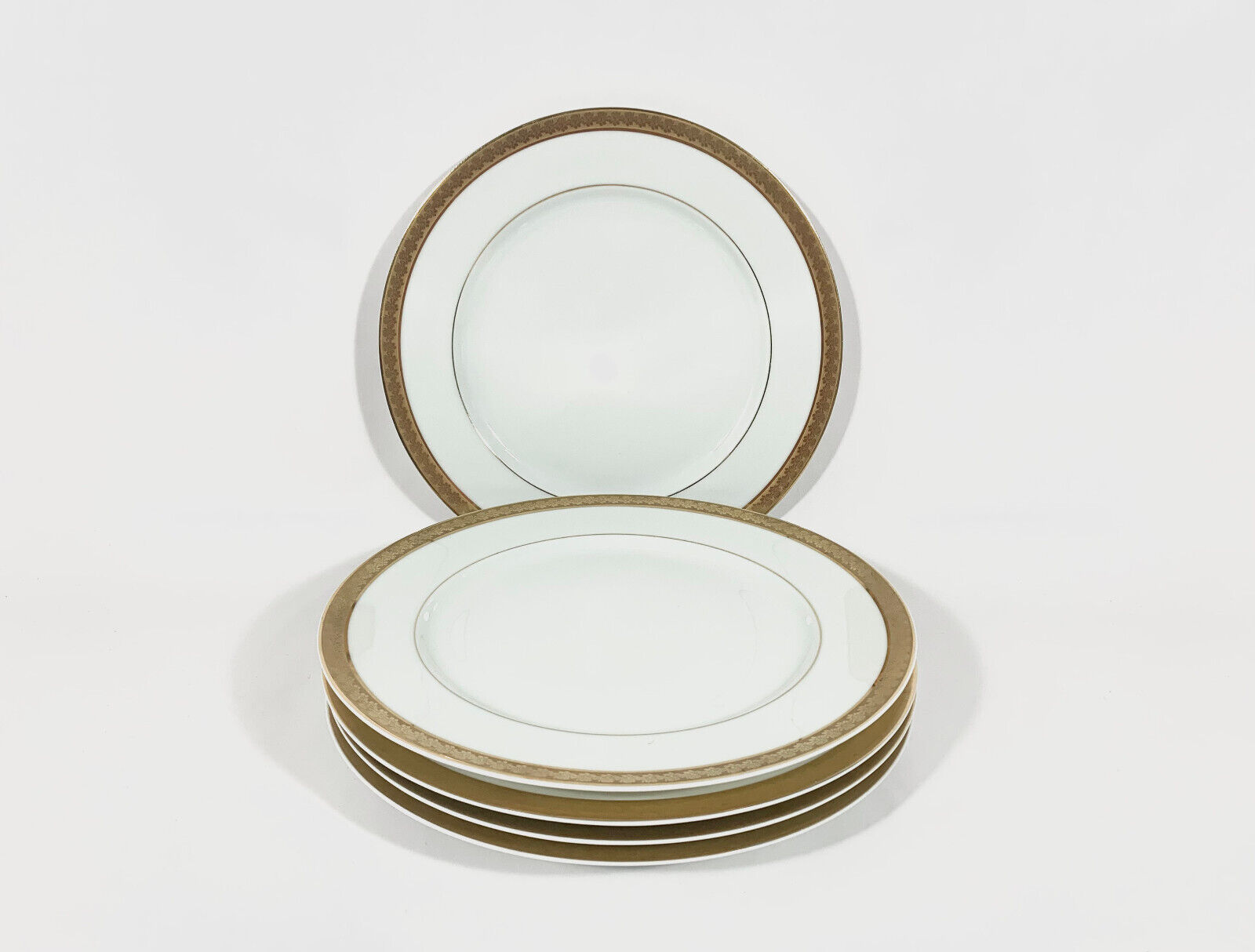 5x Bernardaud Rhapsody Limoges Gold Rim Dinner Plates 26 cm