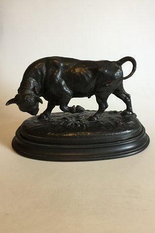 P Ibsen Black Terracotta Figurine on base of Bull Signed Lauritz Jensen 1904