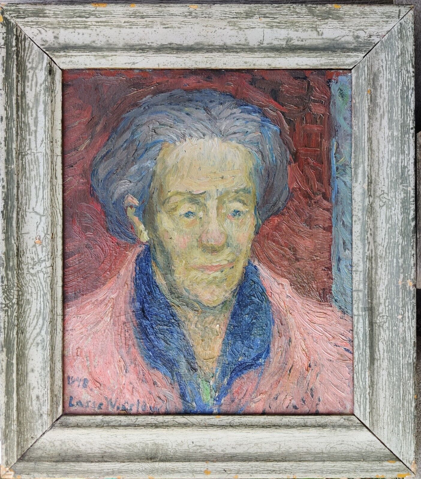 Lasse Winslöw (1911-2006): PORTRAIT IN PINK original oil low shipping!!!