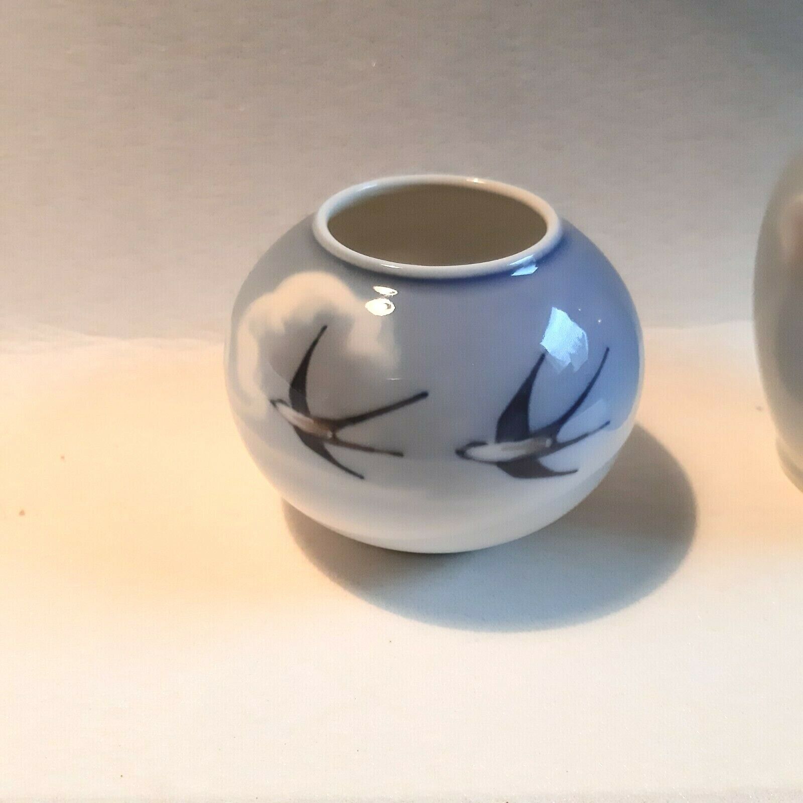 SWEET PAIR of SWALLOW vases # 2671/42A  2671/1227 Royal Copenhagen Fact 1st