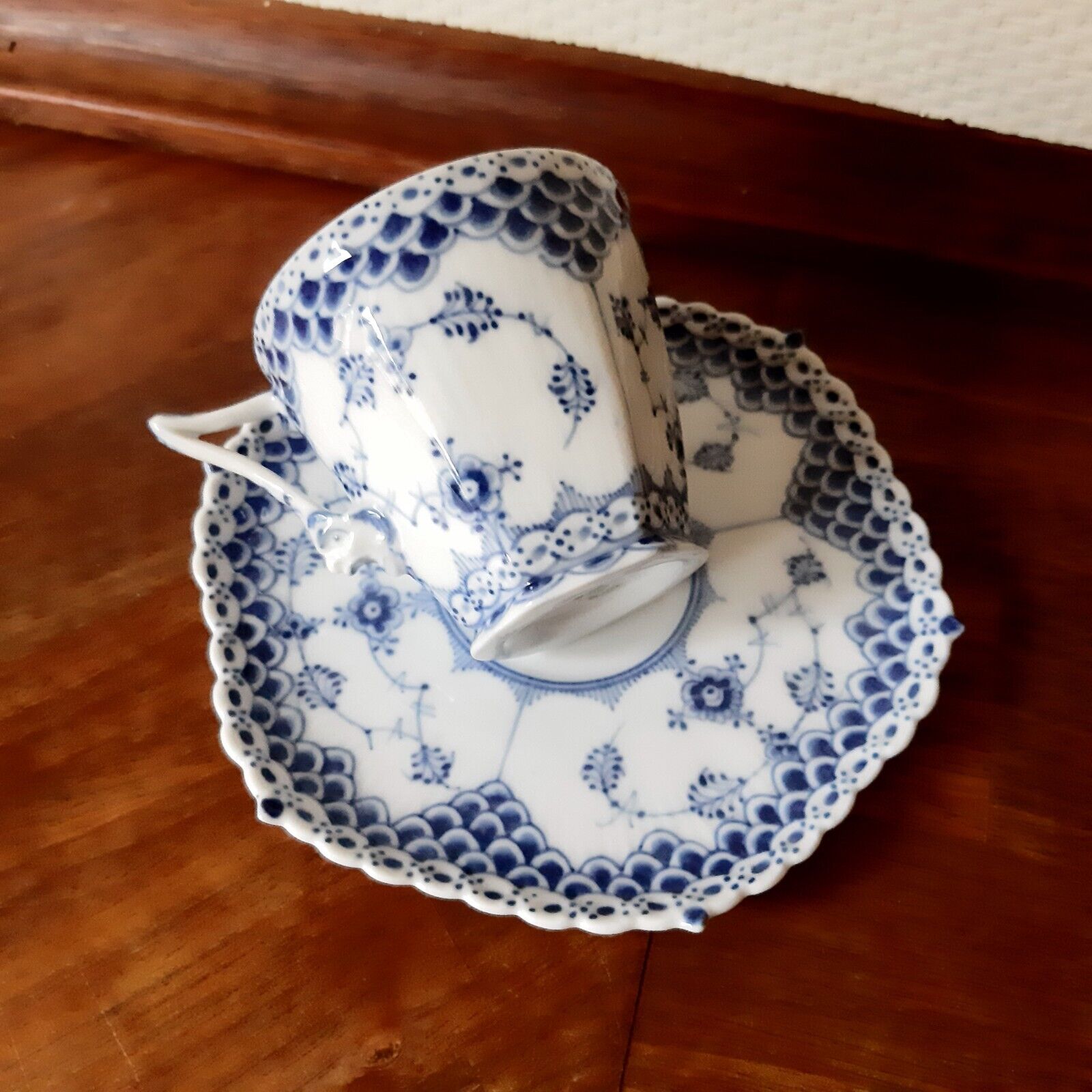 Old Coffee Set BLUE FLUTED FULL LACE # 1-1036 Royal Copenhagen 2nd  3rd 1923-35