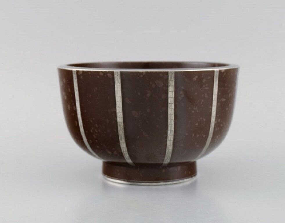 Wilhelm Kåge for Gustavsberg Rare Argenta Art Deco bowl in glazed ceramics