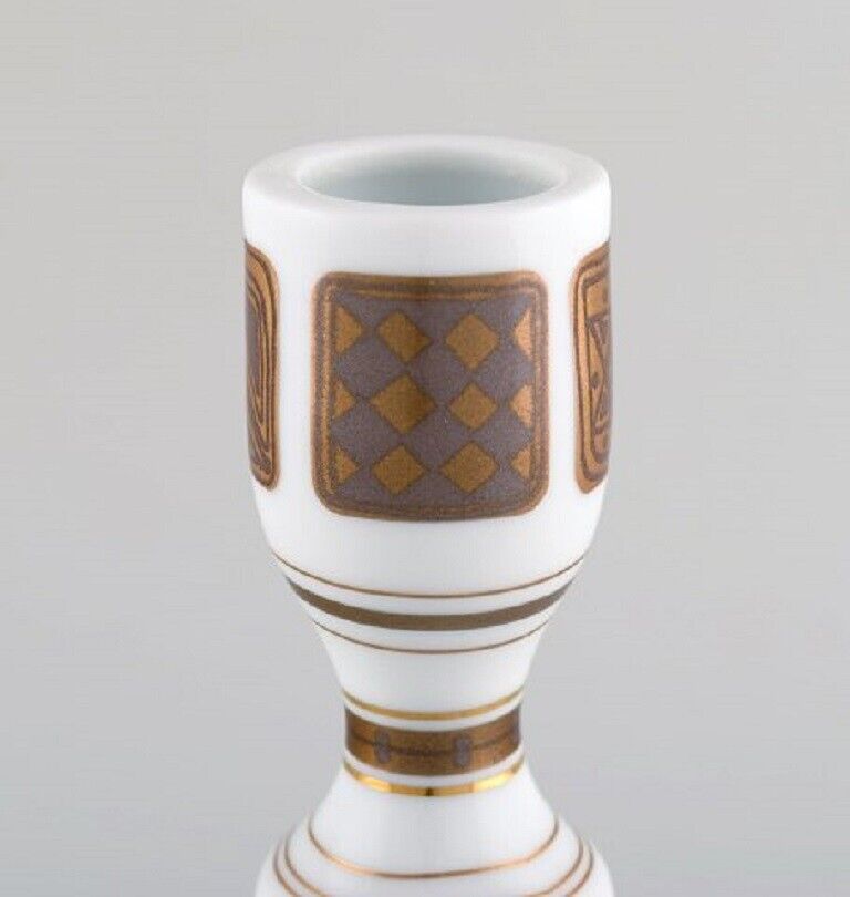 Bjørn Wiinblad candlestick made of porcelain decorated in gold 1980's