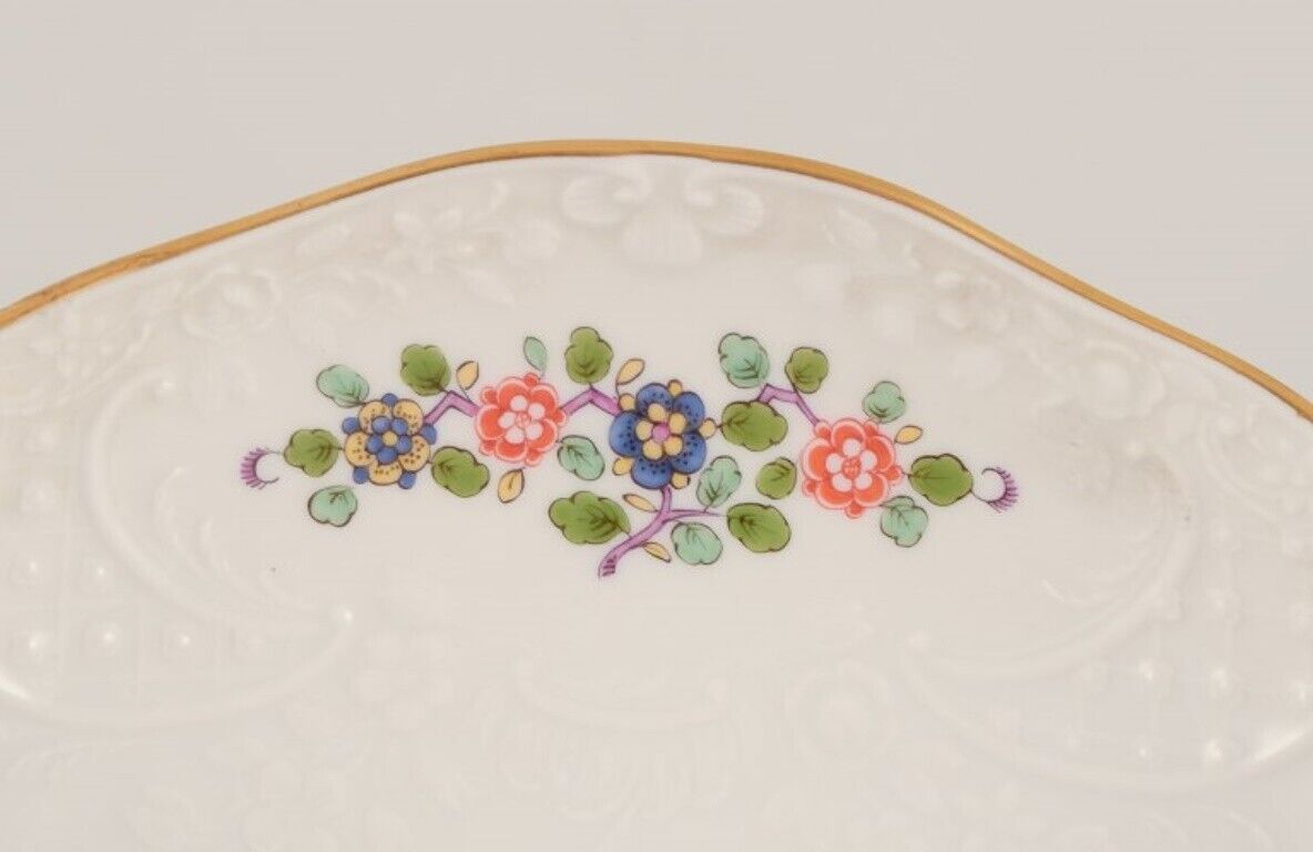 Meissen Germany Bowl hand-painted with a butterfly on a branch and flowers