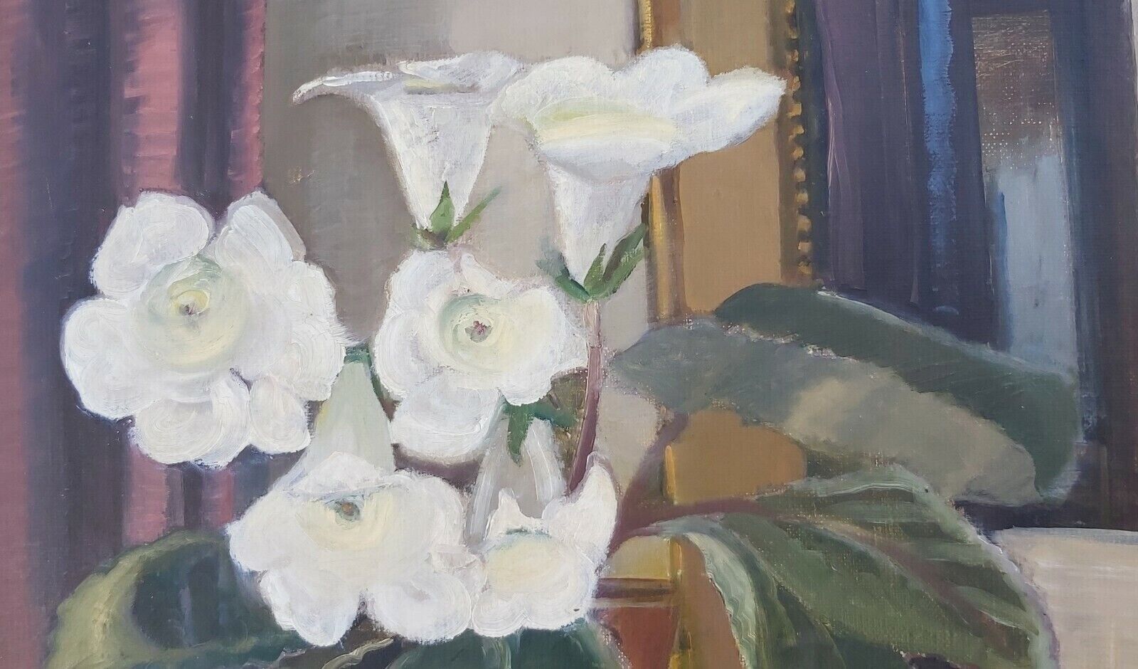 Ruth Sjögren (1885-1978): WHITE CYCLAMEN Original oil painting dated 1931