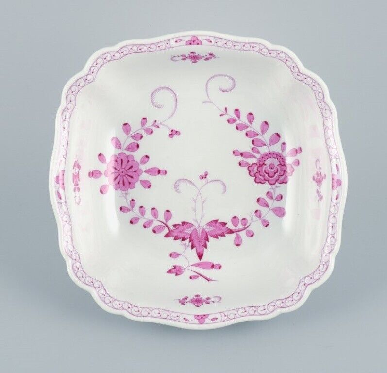 Meissen Germany Pink Indian square bowl in porcelain Approx 1900