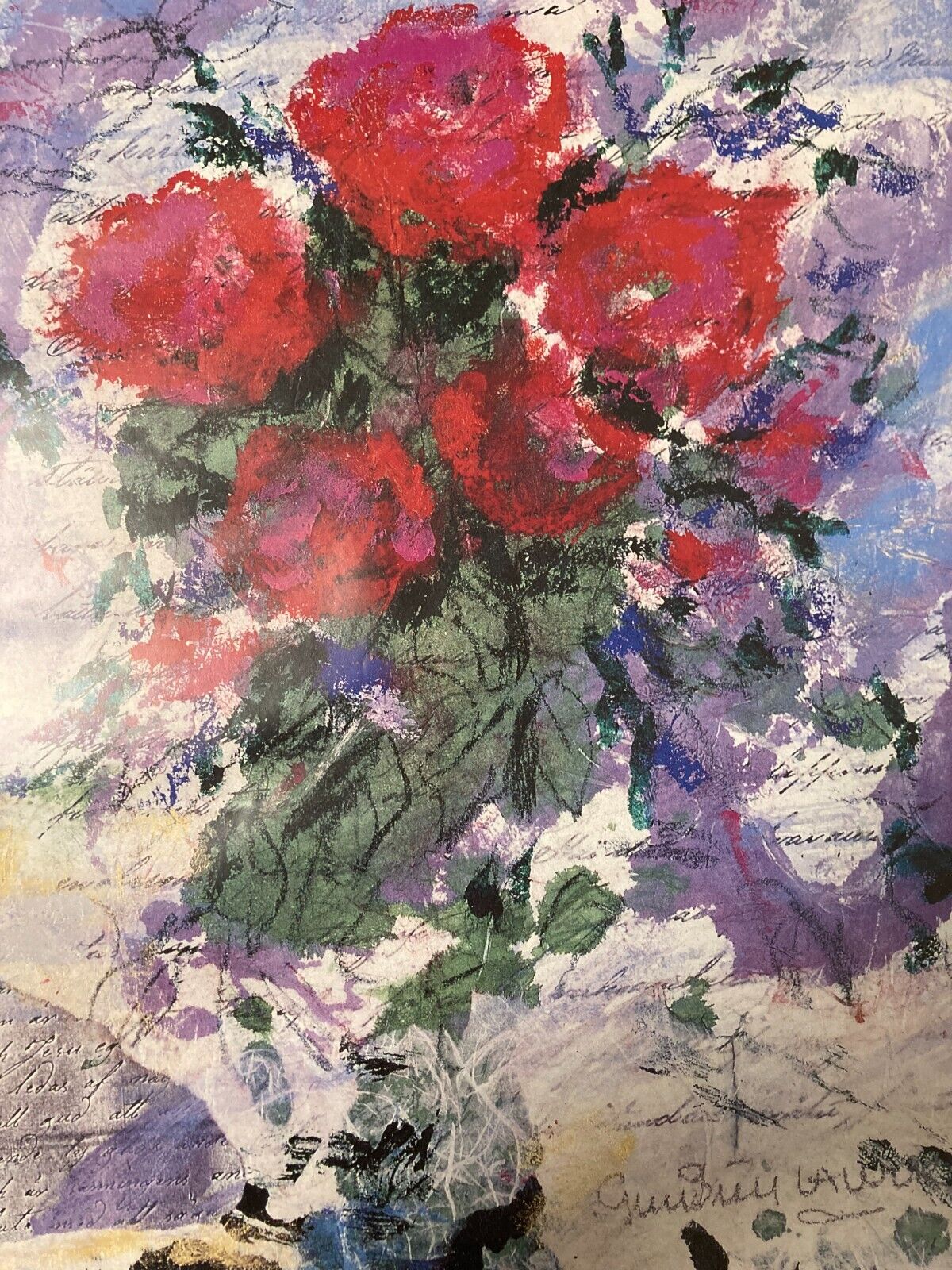 Red Roses by Gun-Britt Lawum Kärlekens fackla brinner an Offset Print 42x55cm