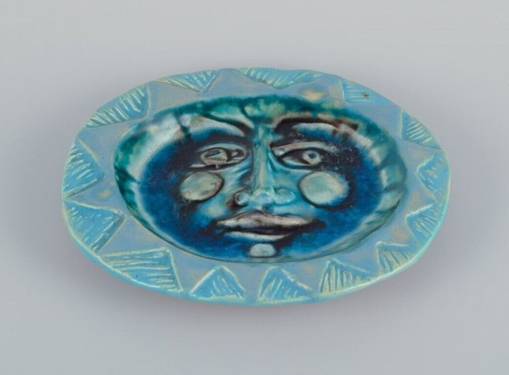 Elio Schiavon (1925-2004) Italy Unique ceramic bowl with blue glass inlay