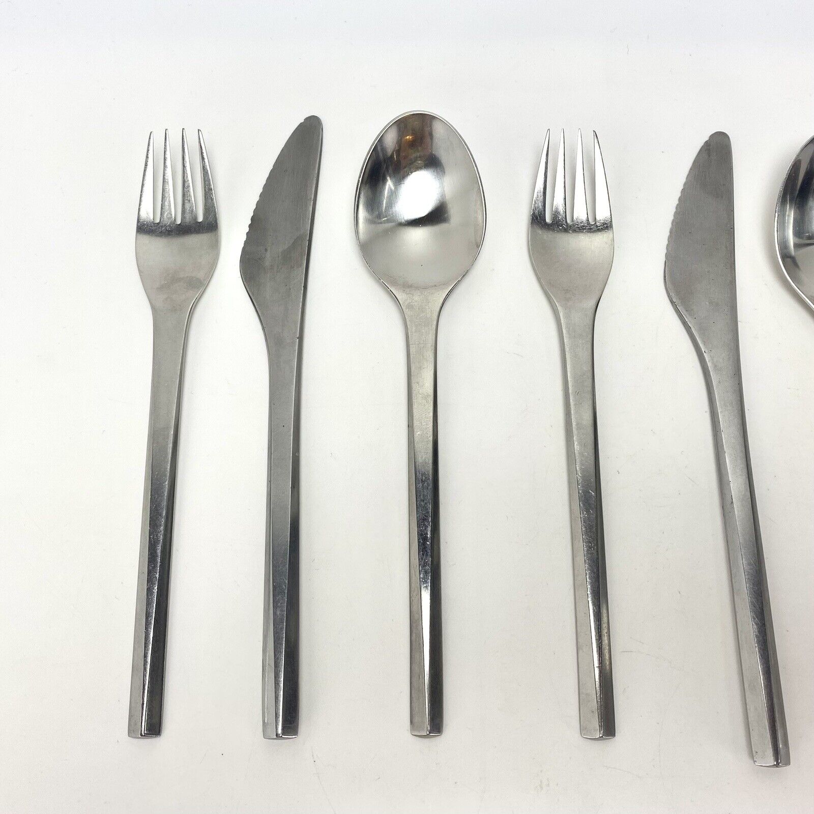 18pc 6set MCM Georg Jensen Prism Stainless Steel Lunch Flatware Holbek Dahlerup