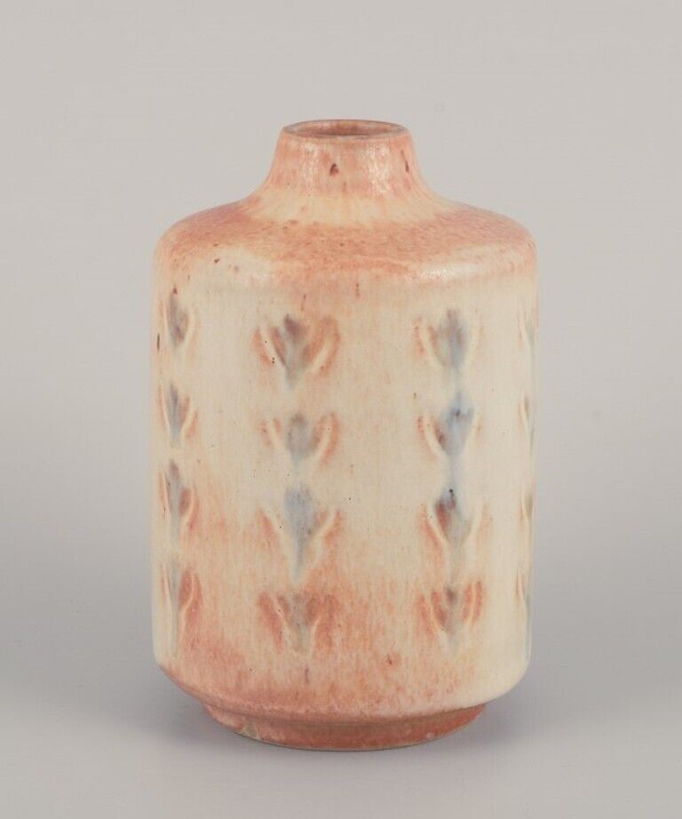 Peder Hald Danish ceramist Ceramic vase with glaze in light tones