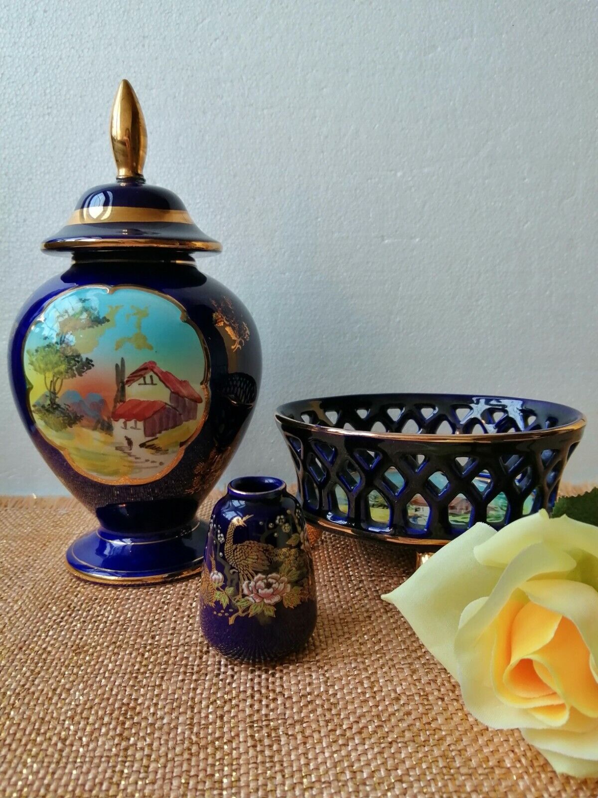 Beautiful porcelain vase and bowl made by ALCOBACA PORTUGAL