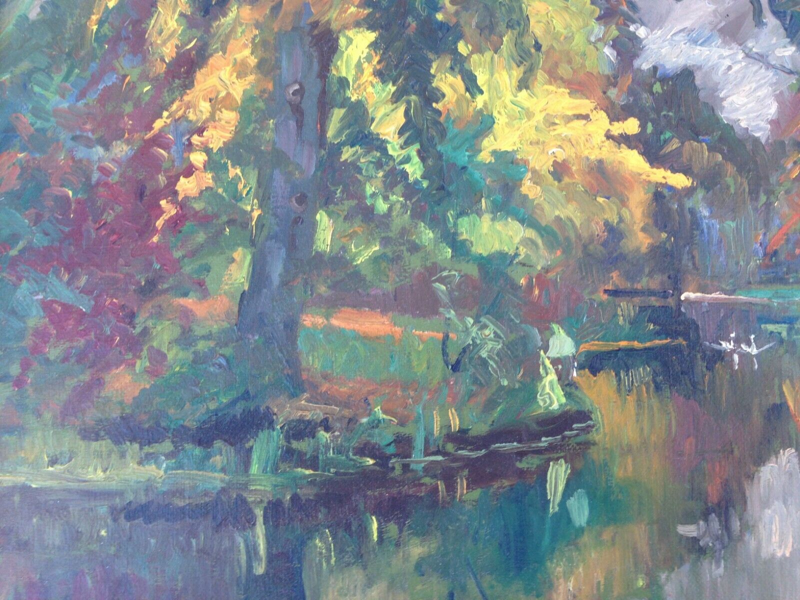 Ib Rathje: FOREST LAKE REFLECTIONS Original oil painting dated 1940