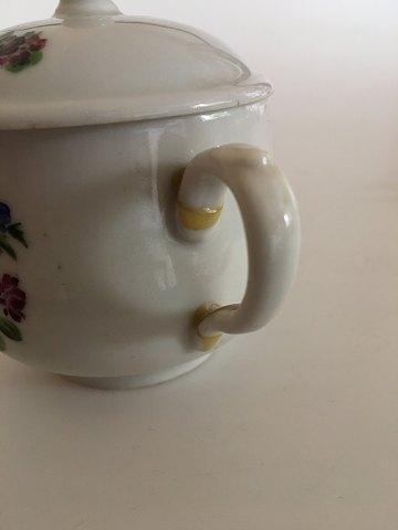 Royal Copenhagen Antique Bouillon Cup with Lid with Handpainted Flower