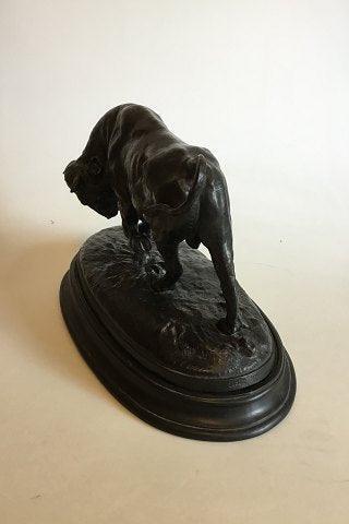 P Ibsen Black Terracotta Figurine on base of Bull Signed Lauritz Jensen 1904