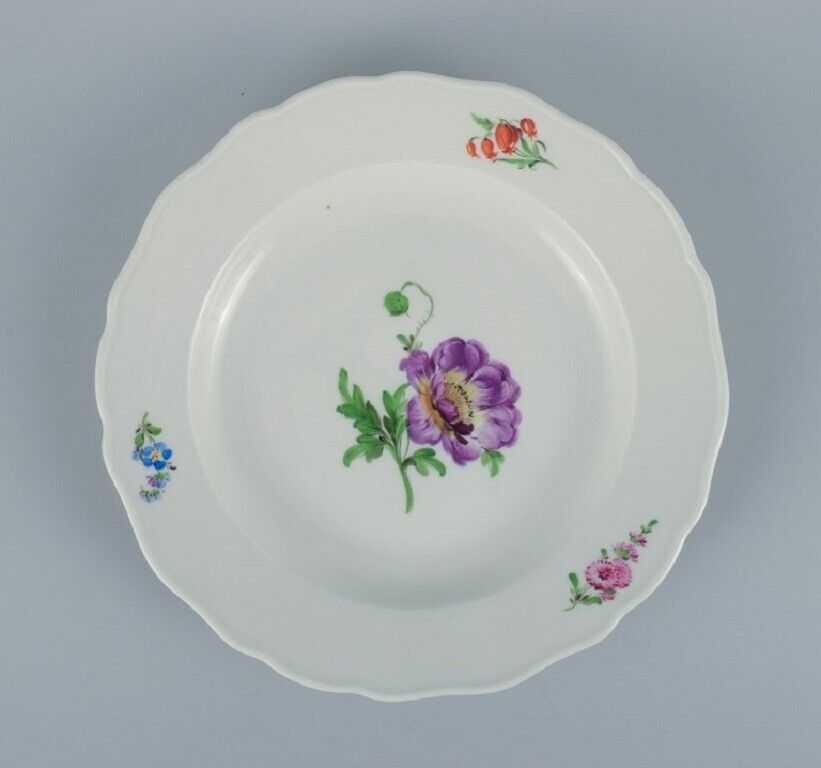 Meissen Germany five dinner plates hand-painted with floral motifs