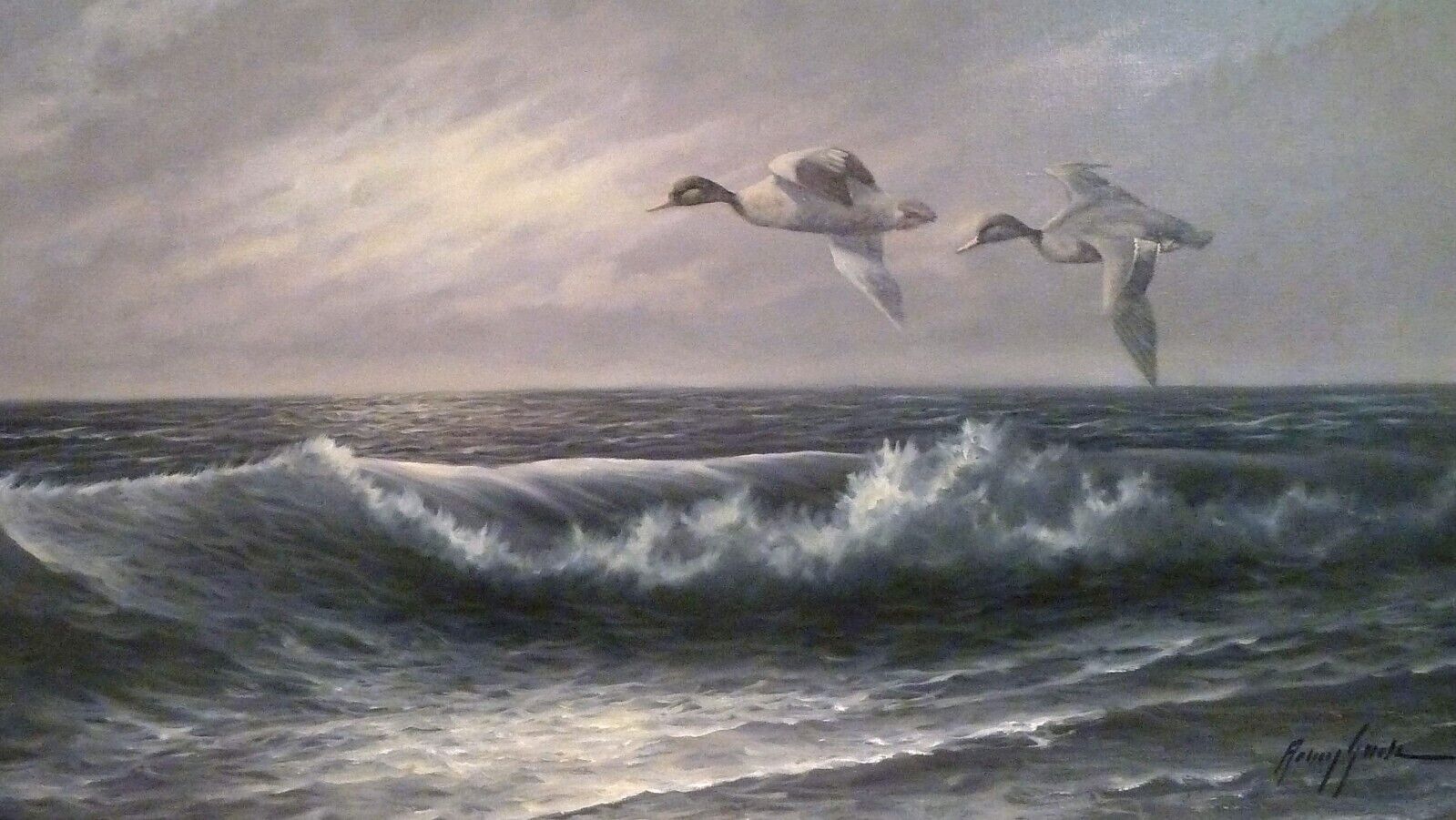 ARLING GADE! SEASCAPE WITH FLYING DUCKS