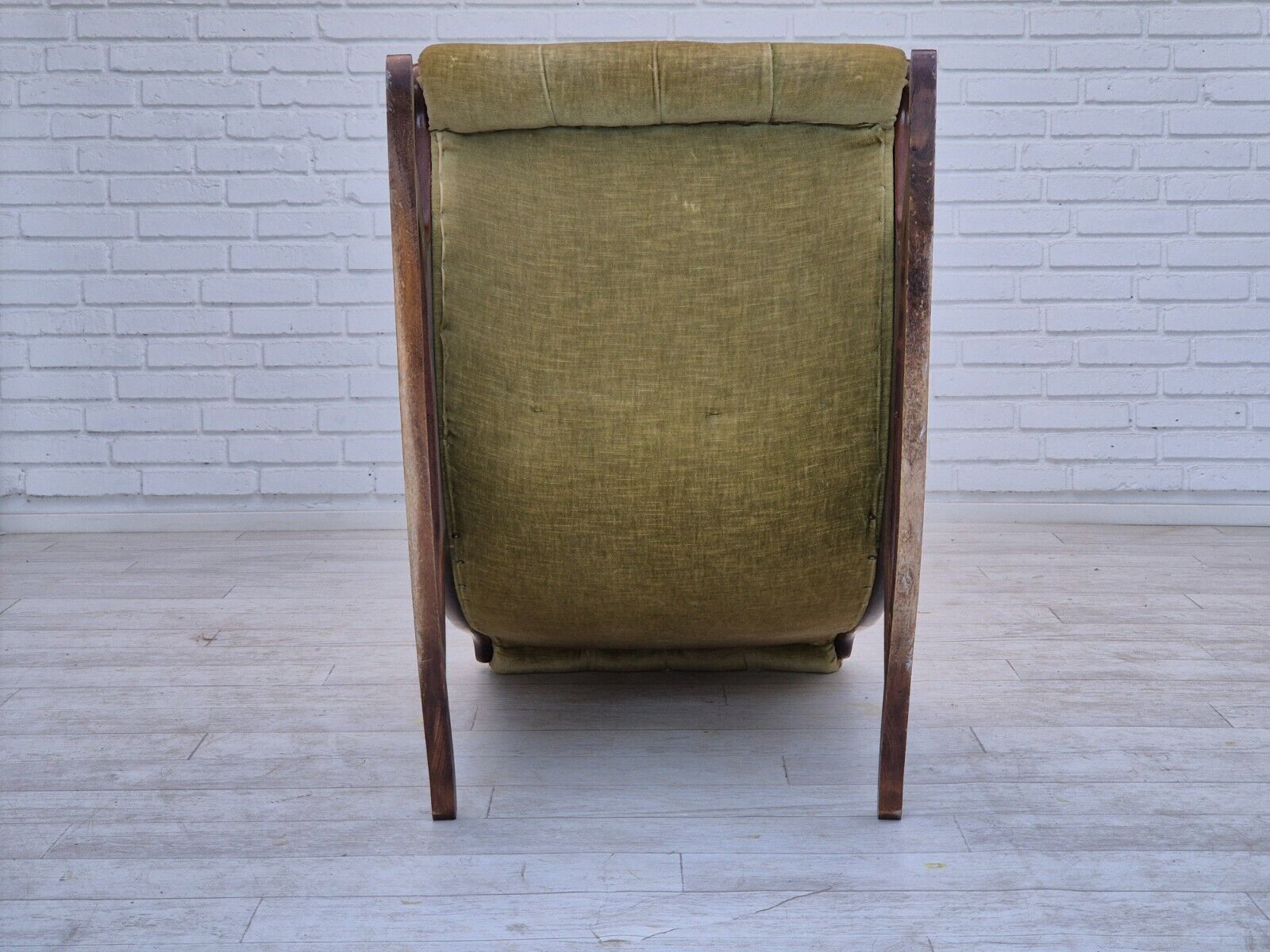 1950s Scandinavian rocking chair vintage green furniture velour