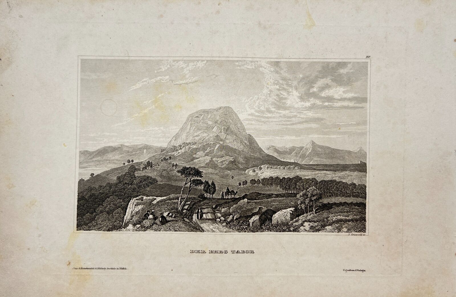 Original Antique Engraving - Karl Reiss - View of Mount Tabor - Portland - E5