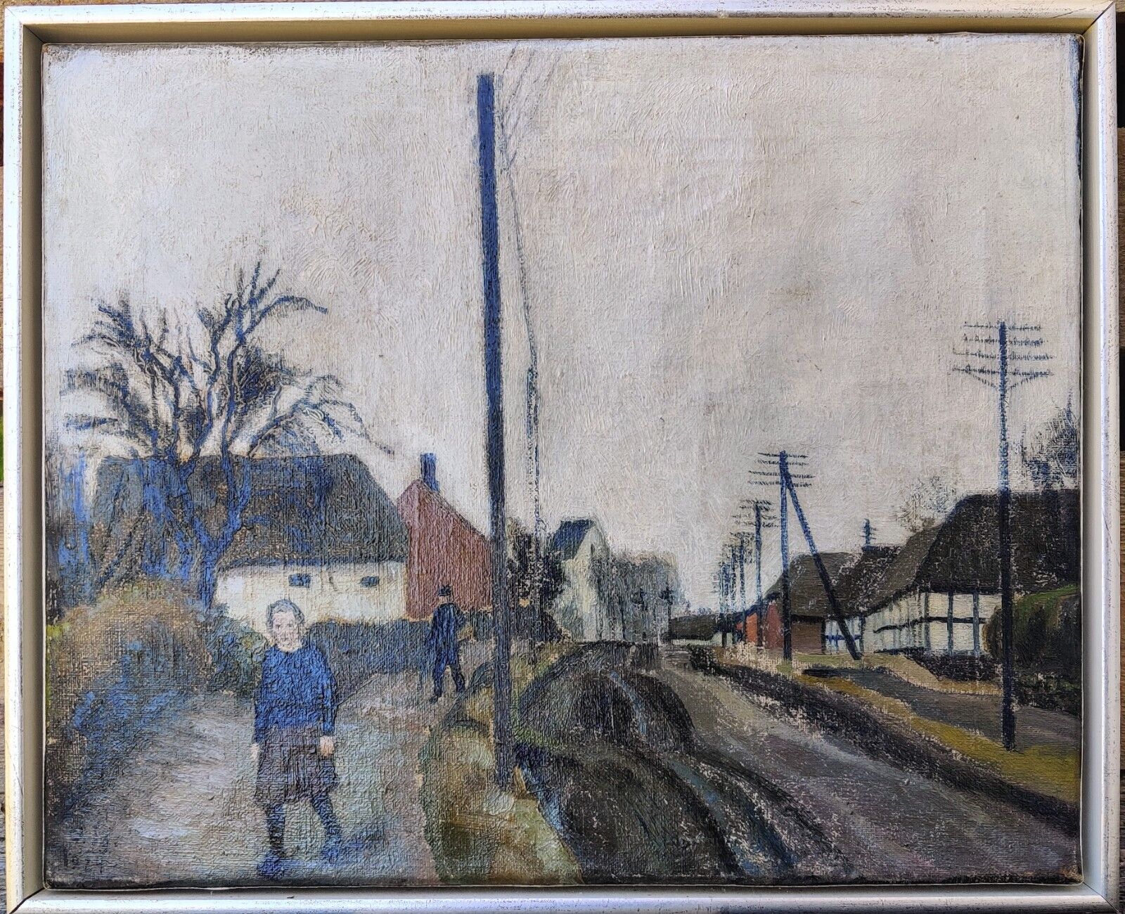 Ole Söndergaard (1876-1958): ROAD THROUGH VILLAGE original oil low shipping!!