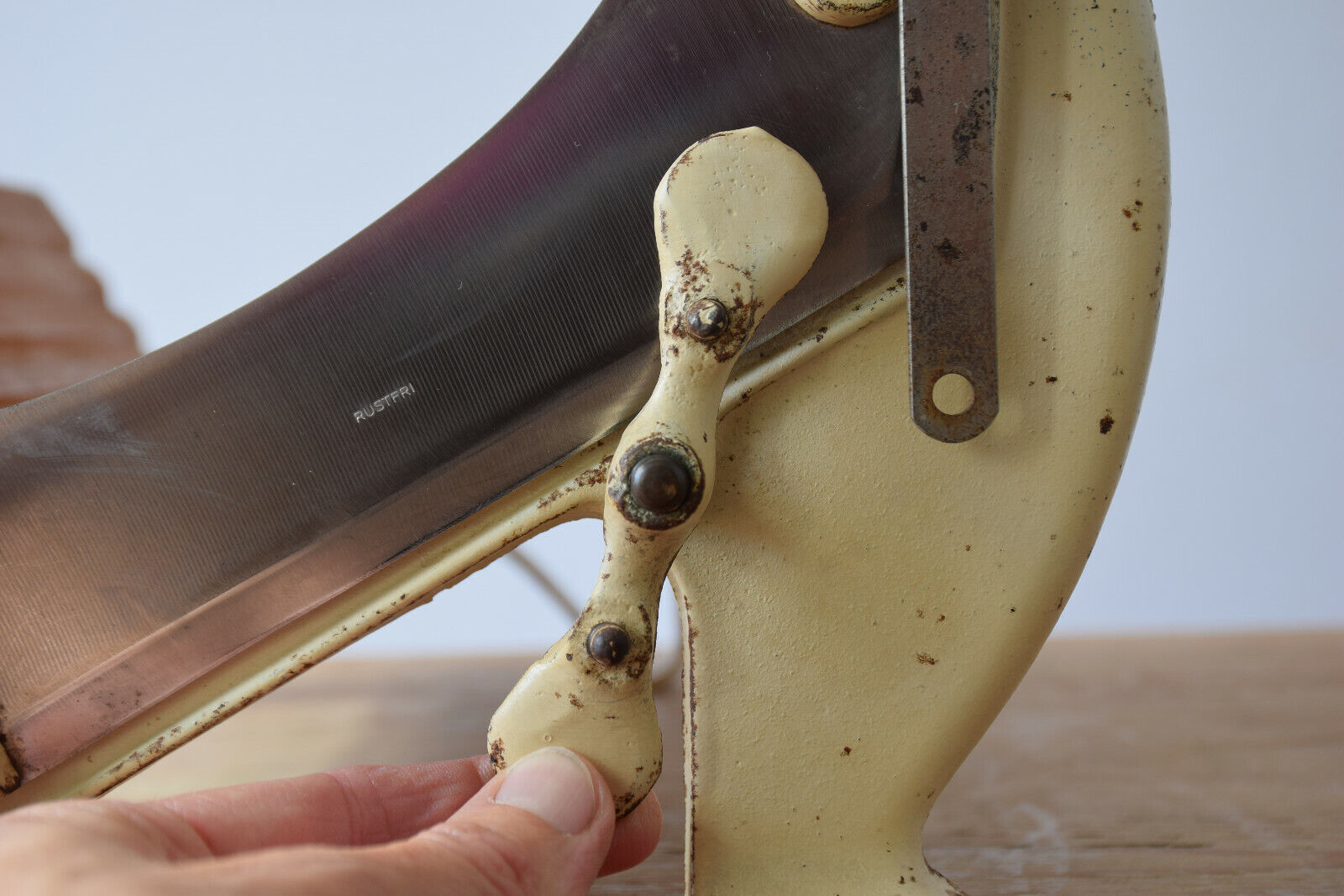 Original RAADVAD Bread Slicer Cutter Danish Beige & Gold Long 294 Great Patina!