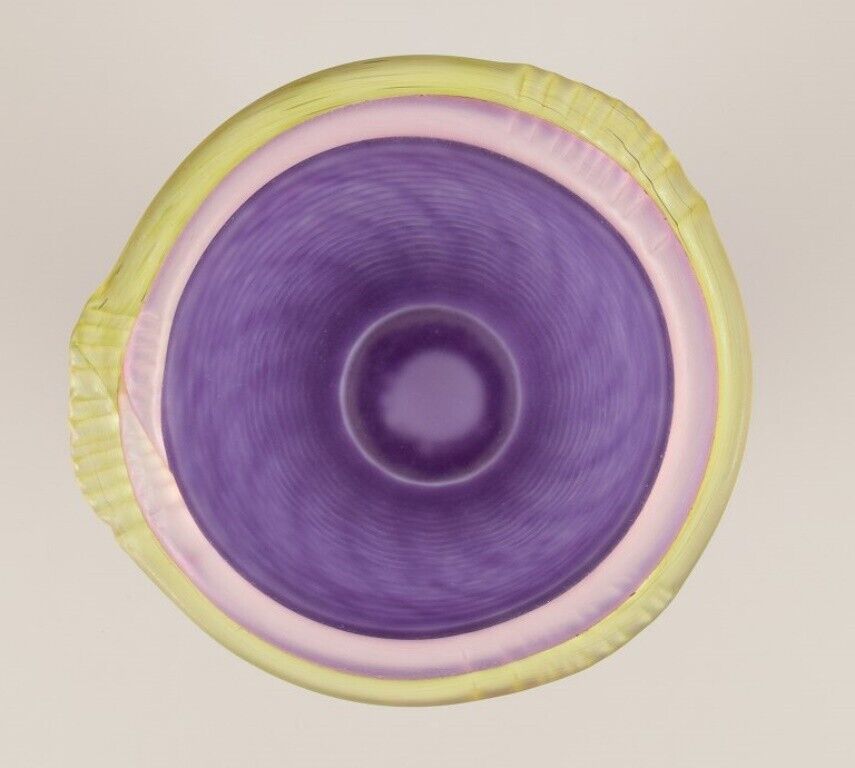 Ulrica Hydman Vallien for Kosta Boda Vase in violet and yellow art glass