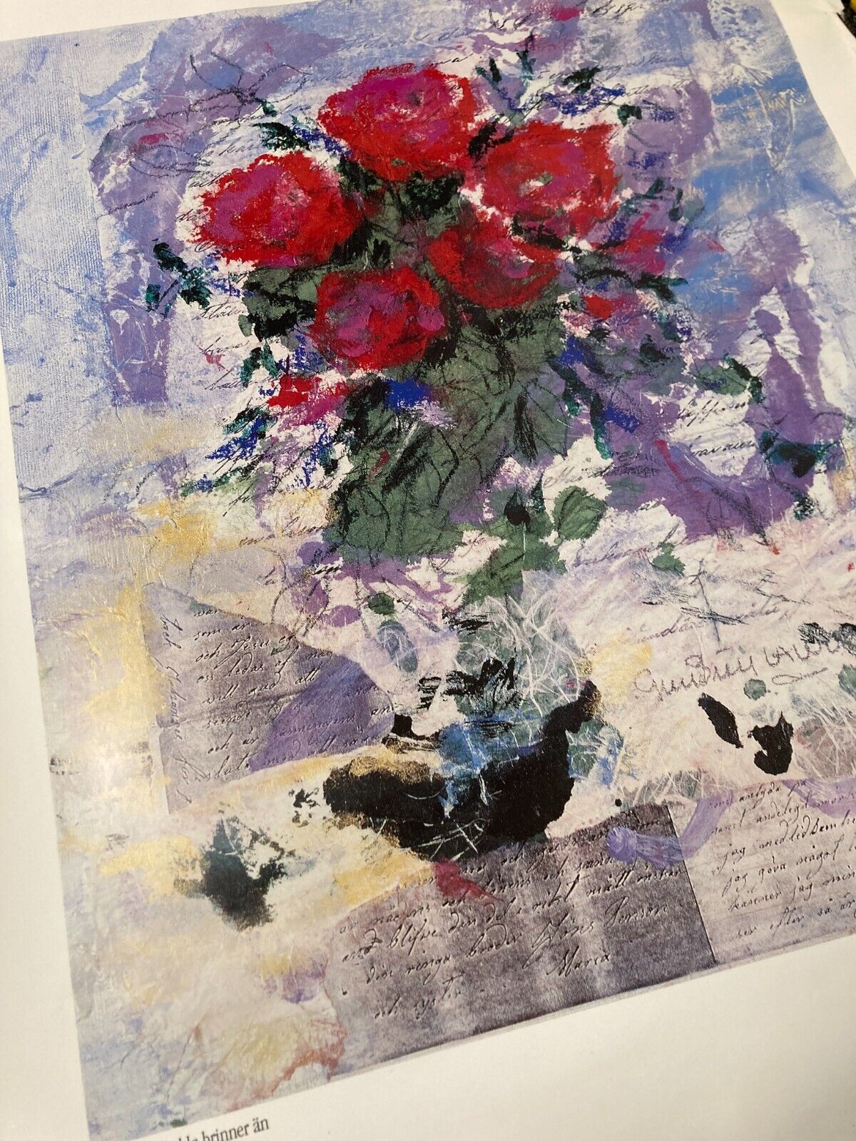 Red Roses by Gun-Britt Lawum Kärlekens fackla brinner an Offset Print 42x55cm