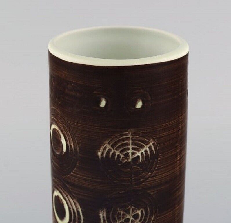 Olle Alberius for Rörstrand Sarek vase in hand-painted glazed ceramics