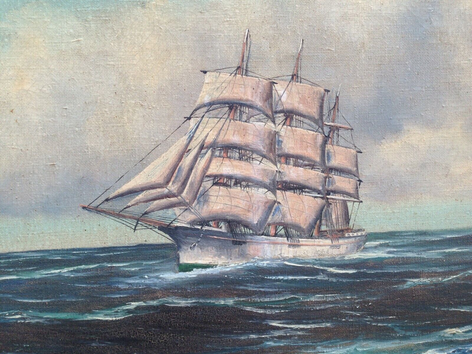 SAILSHIP AT SEA - Ölgemälde / oil painting