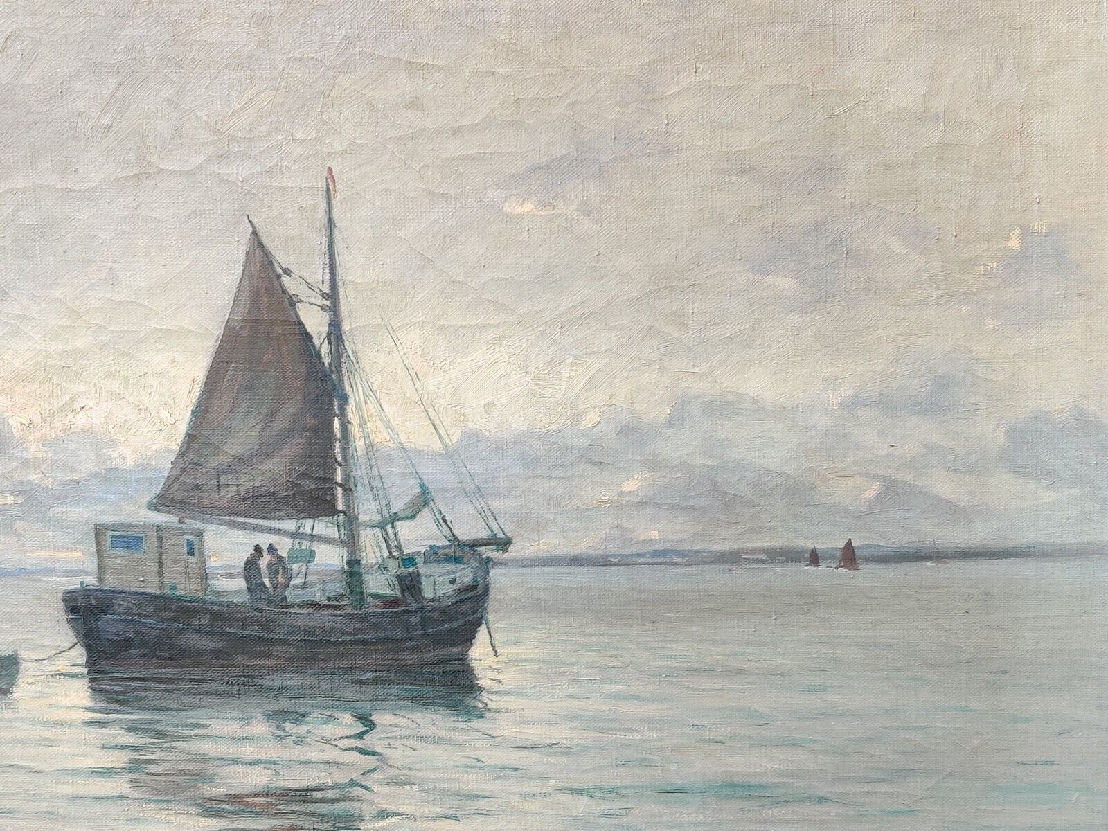 Laurits Sørensen (1882-1952): FISHING SAILBOAT IN CALM SEA