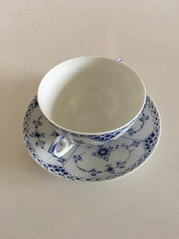 Royal Copenhagen Blue Fluted Half Laced Bouillon Cup with Saucer No 764