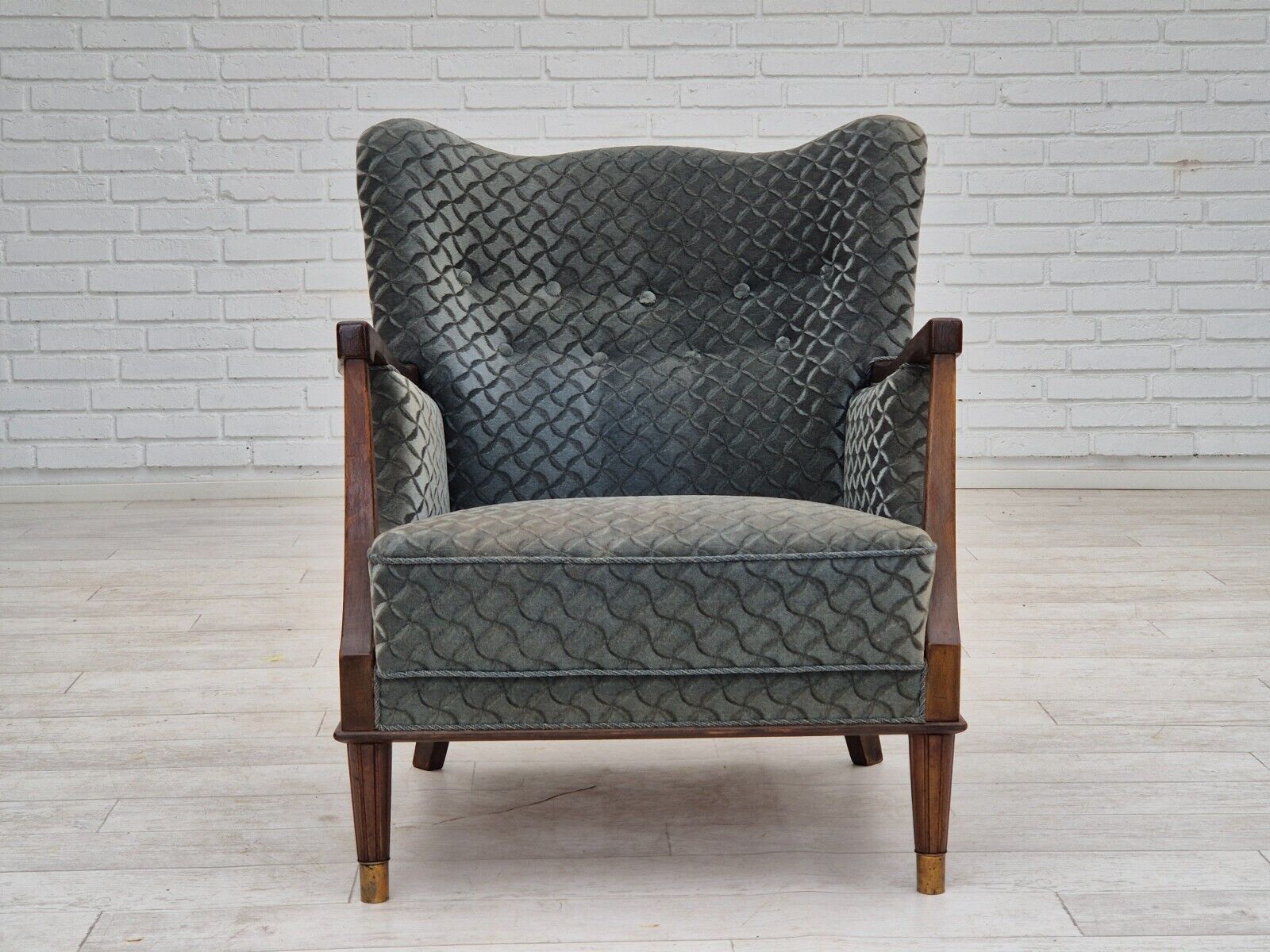 1960s Danish armchair original very good condition furniture velour beech