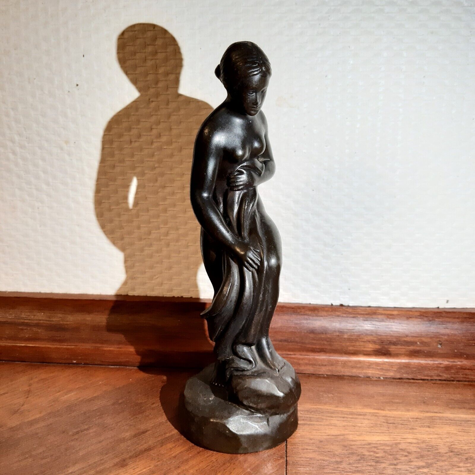 Woman Bathing Figurine # D 2100 Disco Metal JUST ANDERSEN Denmark Signed