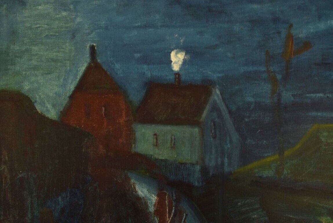 Svend Aage Tauscher Danish artist Oil on canvas Modernist landscape