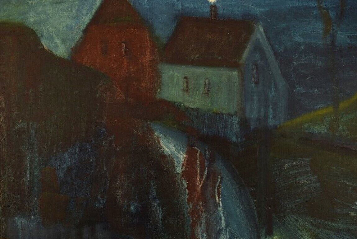 Svend Aage Tauscher Danish artist Oil on canvas Modernist landscape