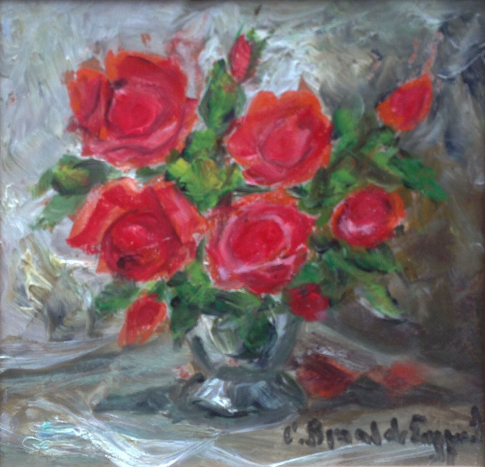 Carin Brandels Engqvist (1906-2004): ROSES IN A VASE