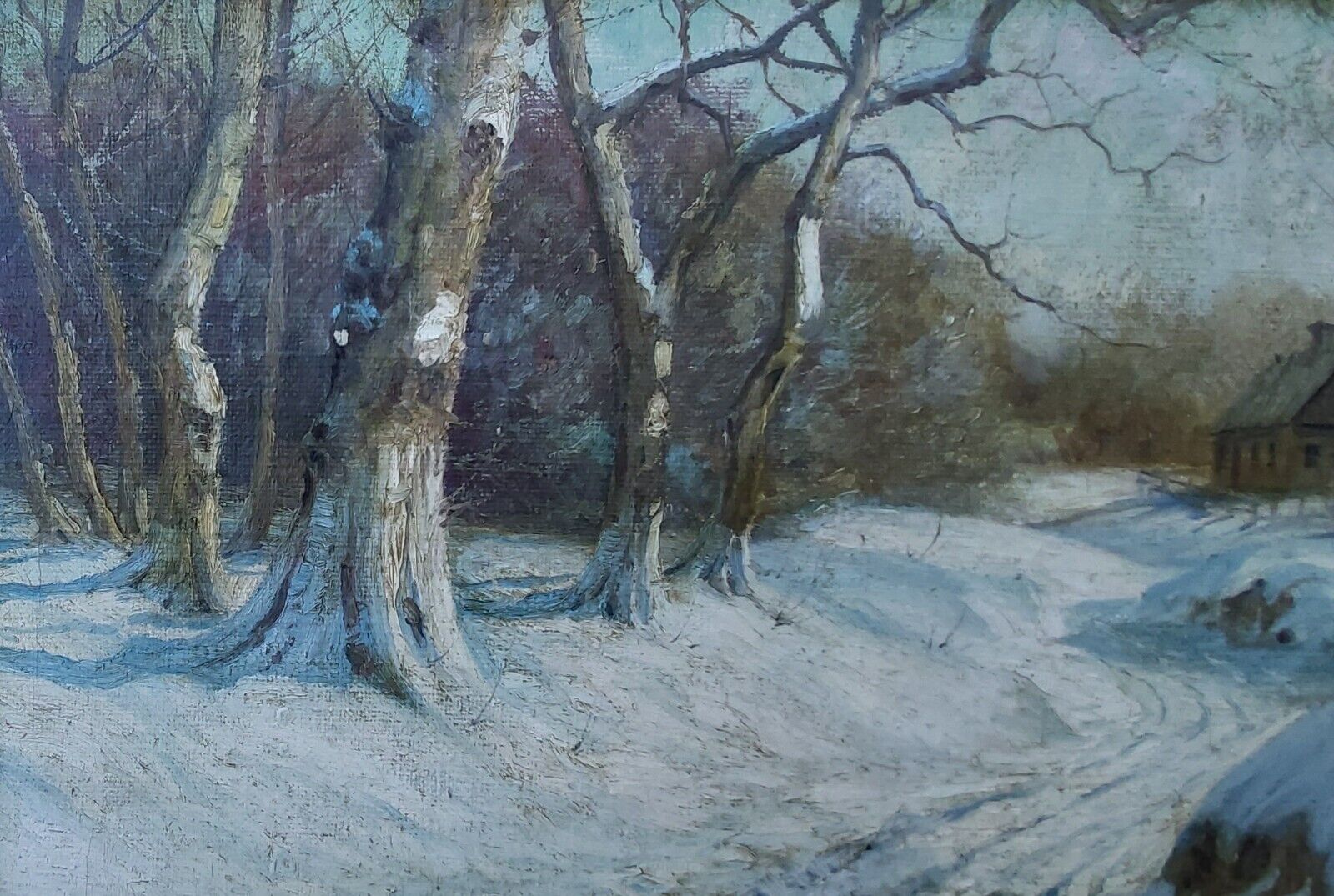 Georg Gundorff (1876-?): WINTER IN THE FOREST Beautiful original oil painting