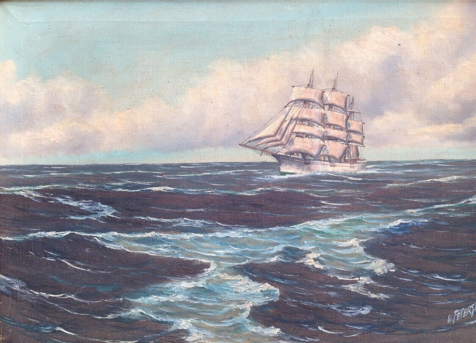 SAILSHIP AT SEA - Ölgemälde / oil painting