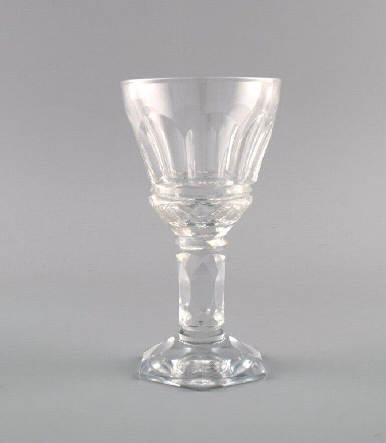 Baccarat France Three Art Deco white wine glasses in clear crystal glass