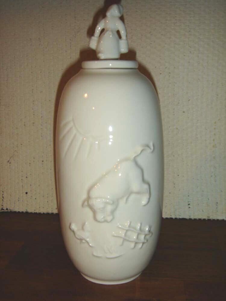 BODE WILLUMSEN Trading Bull LIDDED VASE ROYAL COPENHAGEN # 20498 Fact 1 Signed