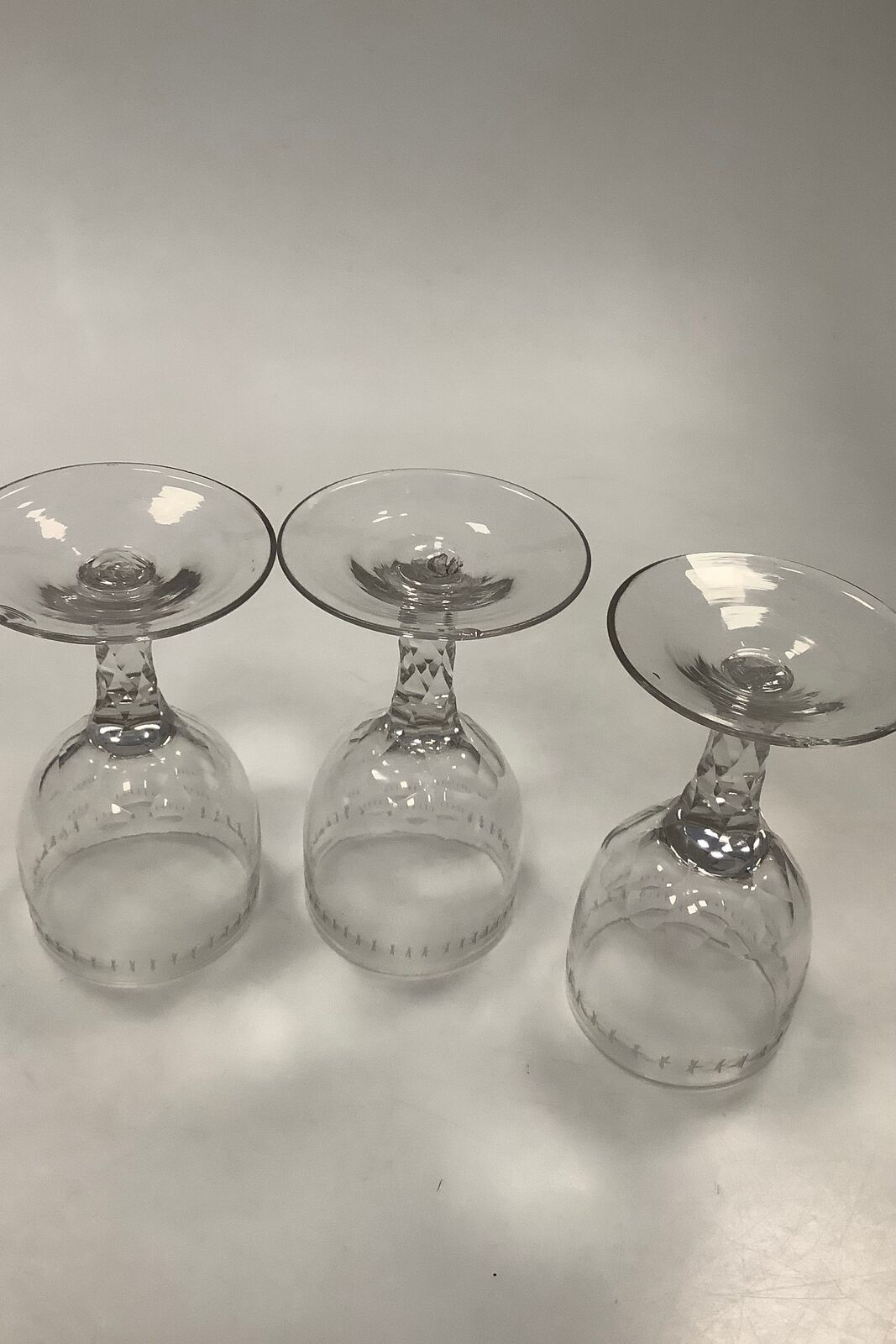 Set of 3 Empire Drinking Glasses with cuts maybe English